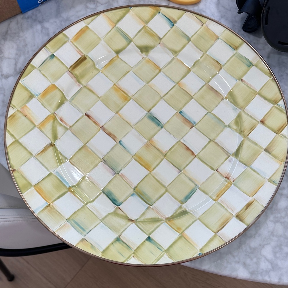 MacKenzie-Childs Checkered Plate in Yellow and White